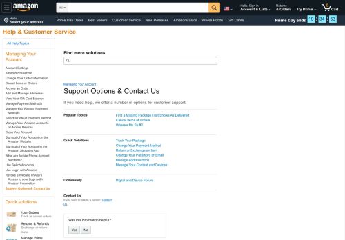 
                            3. Amazon.com Help: Support Options & Contact Us