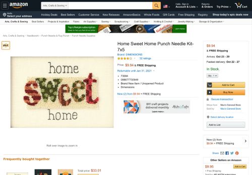 
                            8. Amazon.com: Home Sweet Home Punch Needle Kit-7x5: Home ...