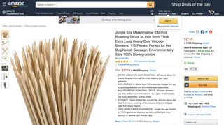 
                            6. Amazon.com: Jungle Stix Marshmallow S'Mores Roasting Sticks 36 ...