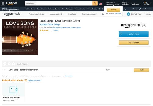 
                            6. Amazon.com: Love Song - Sara Bareilles Cover: Acoustic Guitar ...