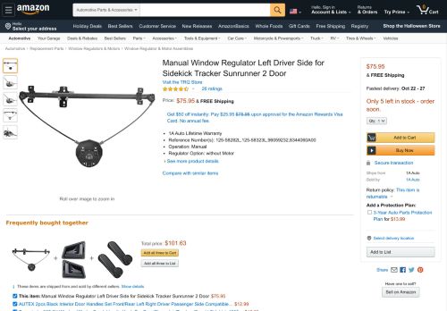 
                            6. Amazon.com: Manual Window Regulator Left Driver Side for Sidekick ...