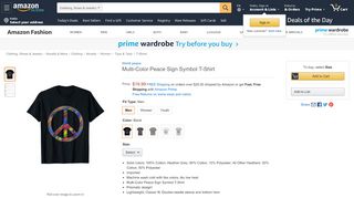 
                            12. Amazon.com: Multi-Color Peace Sign Symbol T-Shirt: Clothing