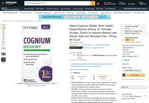 
                            13. Amazon.com: Natrol Cognium 100Mg Tablets for Brain Health, 60 ...