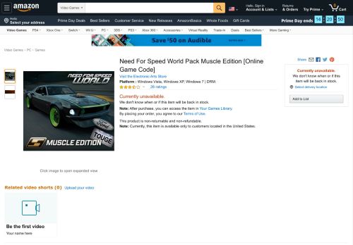 
                            13. Amazon.com: Need For Speed World Pack Muscle Edition [Online ...