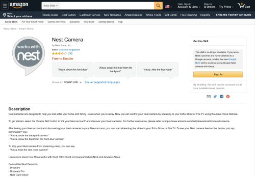 
                            10. Amazon.com: Nest Camera: Alexa Skills