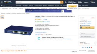 
                            4. Amazon.com: Netgear FS524 24-Port 10/100 Rackmount Ethernet ...