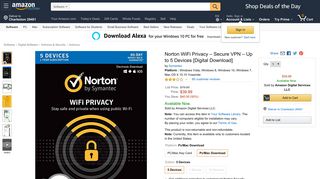 
                            8. Amazon.com: Norton WiFi Privacy – Secure VPN – Up to 5 Devices ...