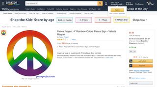 
                            10. Amazon.com: Peace Project: Rainbow Colors Peace Sign - Vehicle ...