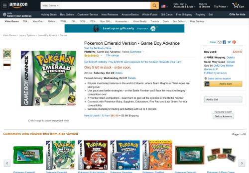 
                            6. Amazon.com: Pokemon Emerald Version - Game Boy Advance: Artist ...