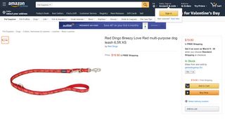 
                            9. Amazon.com : Red Dingo Breezy Love Red multi-purpose dog leash 6 ...