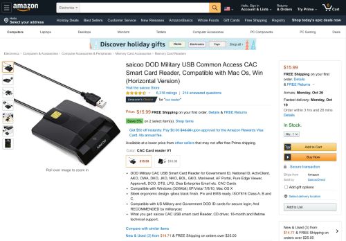 
                            12. Amazon.com: Saicoo Smart Card Reader DOD Military USB Common ...