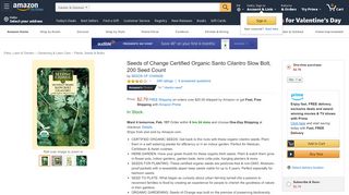 
                            4. Amazon.com : Seeds of Change Certified Organic Santo Cilantro Slow ...