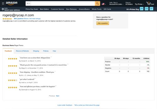 
                            7. Amazon.com Seller Profile: rogerp@nycap.rr.com