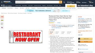 
                            6. Amazon.com: Signmission Restaurant Now Open Banner Sign Grand ...