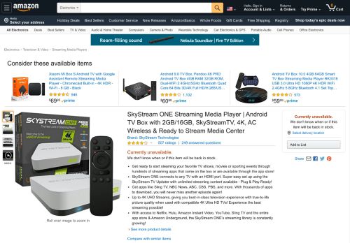 
                            9. Amazon.com: SkyStream ONE Streaming Media Player | Android TV ...