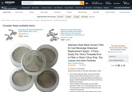 
                            10. Amazon.com | Stainless Steel Mesh Screen Filter for Iced Beverage ...