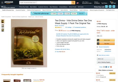 
                            4. Amazon.com: Tea Divina - Vida Divina Detox Tea One Week Supply 1 ...