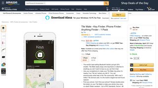 
                            3. Amazon.com: Tile Mate - Key Finder. Phone Finder. Anything Finder ...