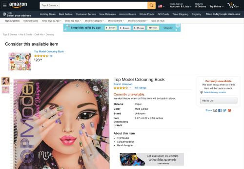 
                            4. Amazon.com: Top Model 10053 Hand Designer Colouring Book: Toys ...