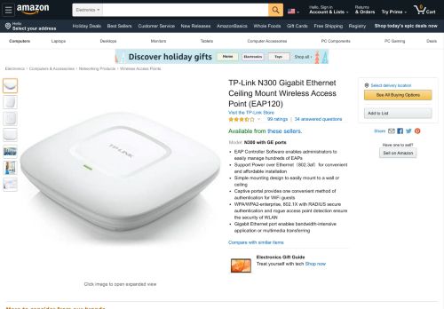 
                            9. Amazon.com: TP-Link N300 Gigabit Ethernet Ceiling Mount Wireless ...