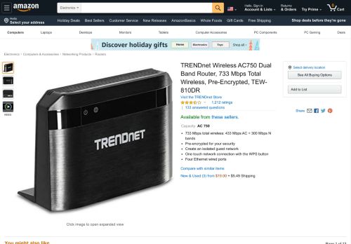 
                            10. Amazon.com: TRENDnet Wireless AC1750 Dual Band Gigabit Router ...