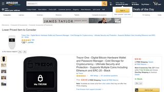 
                            7. Amazon.com: Trezor One - Digital Bitcoin Hardware Wallet and ...