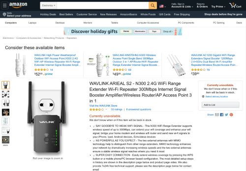 
                            12. Amazon.com: WAVLINK ARIEAL S2 - N300 2.4G WiFi Range ...