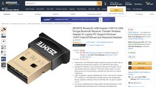 
                            12. Amazon.com: ZEXMTE Bluetooth USB Adapter CSR 4.0 USB Dongle ...