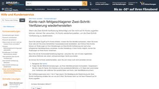 
                            3. Amazon.de Hilfe: Kontowiederherstellung mit Zwei-Schritt ...