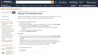 
                            3. Amazon.de Hilfe: Meinen Wunschzettel teilen