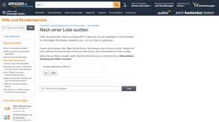 
                            5. Amazon.de Hilfe: Nach einer Liste suchen