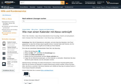 
                            2. Amazon.de Hilfe: Verknüpfen Sie Ihren Kalender mit Alexa