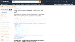 
                            2. Amazon.de Hilfe: Welche Informationen kann ich abrufen und wie?