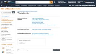 
                            12. Amazon.de Hilfe: Wunschzettel