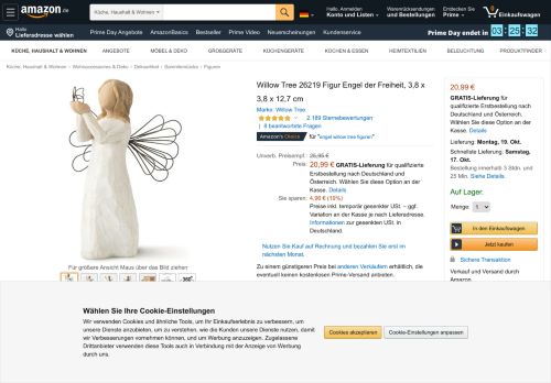 
                            10. Amazon.de: Willow Tree 26219 Figur Engel der Freiheit, 3, 8 x 3, 8 x ...