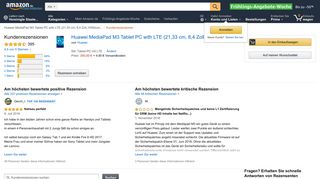 
                            8. Amazon.de:Kundenrezensionen: Huawei MediaPad M3 Tablet PC ...
