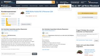 
                            8. Amazon.de:Kundenrezensionen: MSR Mutha Hubba NX 3-Personen ...