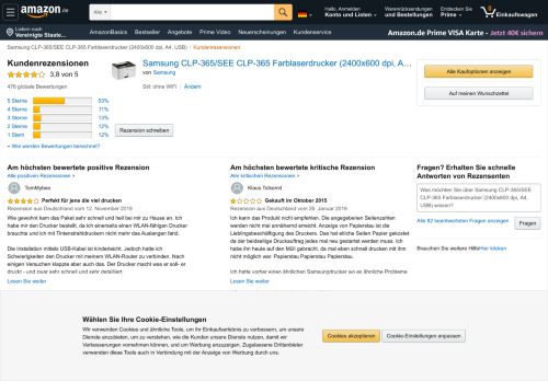 
                            8. Amazon.de:Kundenrezensionen: Samsung CLP-365/SEE CLP-365 ...