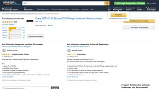 
                            10. Amazon.de:Kundenrezensionen: Sony BDP-S185 Blu-ray/DVD-Player ...