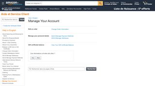 
                            3. Amazon.fr Aide: Manage Your Account