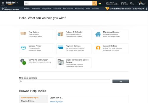 
                            3. Amazon.in Help: Customer Support