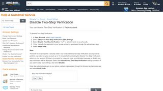
                            9. Amazon.in Help: Disabling Two-Step Verification