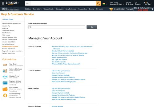 
                            7. Amazon.in Help: Managing Your Account