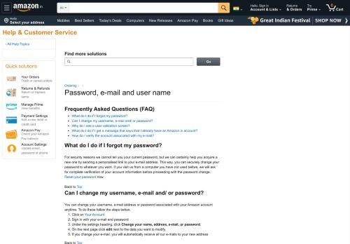 
                            4. Amazon.in Help: Password, e-mail and user name