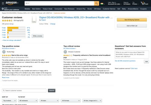 
                            5. Amazon.in:Customer reviews: Digisol DG-BG4300NU Wireless ADSL ...