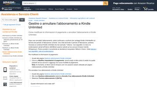 
                            2. Amazon.it Aiuto: Gestire l'abbonamento Kindle Unlimited