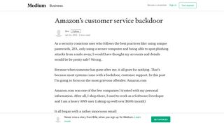 
                            9. Amazon's customer service backdoor – Eric – Medium