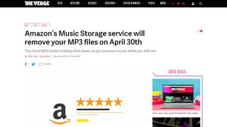 
                            11. Amazon's Music Storage service will remove your MP3 files on April ...