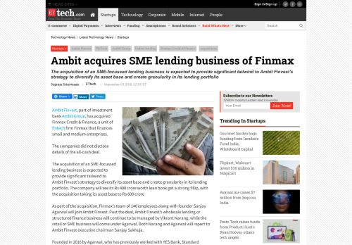 
                            8. Ambit Finvest: Ambit acquires SME lending business of Finmax ...