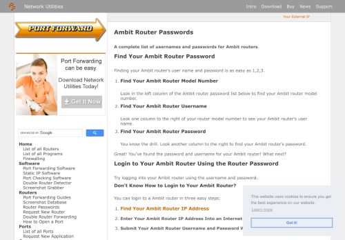 
                            3. Ambit Router Passwords - Port Forward